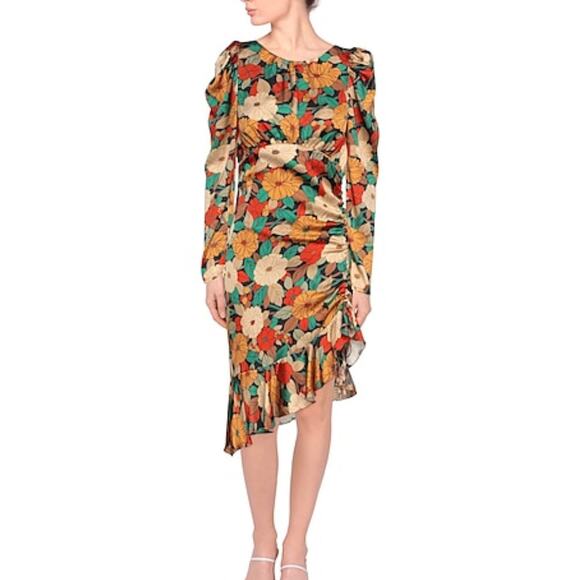 Aniye By Floral Satin Midi Dress – Navy Blue, Made in Italy | EU 40 - Picture 2 of 9